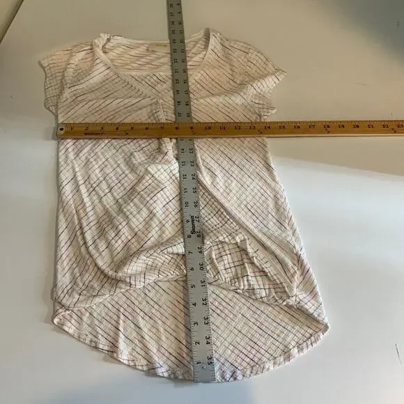 Maeve Shirt Womens XS White Multi Rainbow Stripe Leila Faux Wrap Anthropologie - Picture 7 of 13